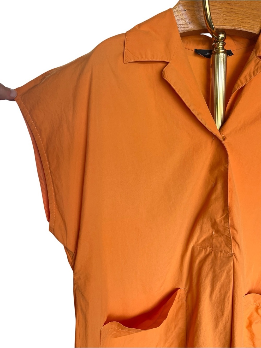 Weekend Max Mara Orange Poplin Ccotton Short-Sleeve A-Line Dress 8 - Picture 4 of 13